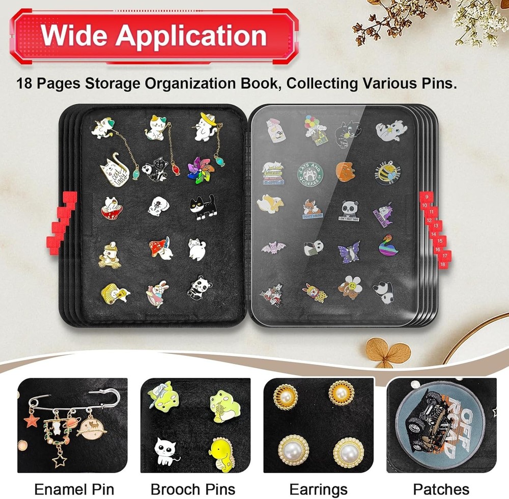 Enamel Pin Display Book 18 Pages Portable Organizer Gift