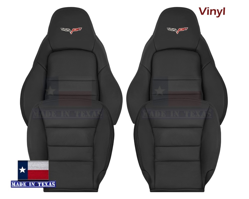 2005 - 2013 For Chevy Corvette C6 Z06 Replacement Black Perofrated Seat Covers