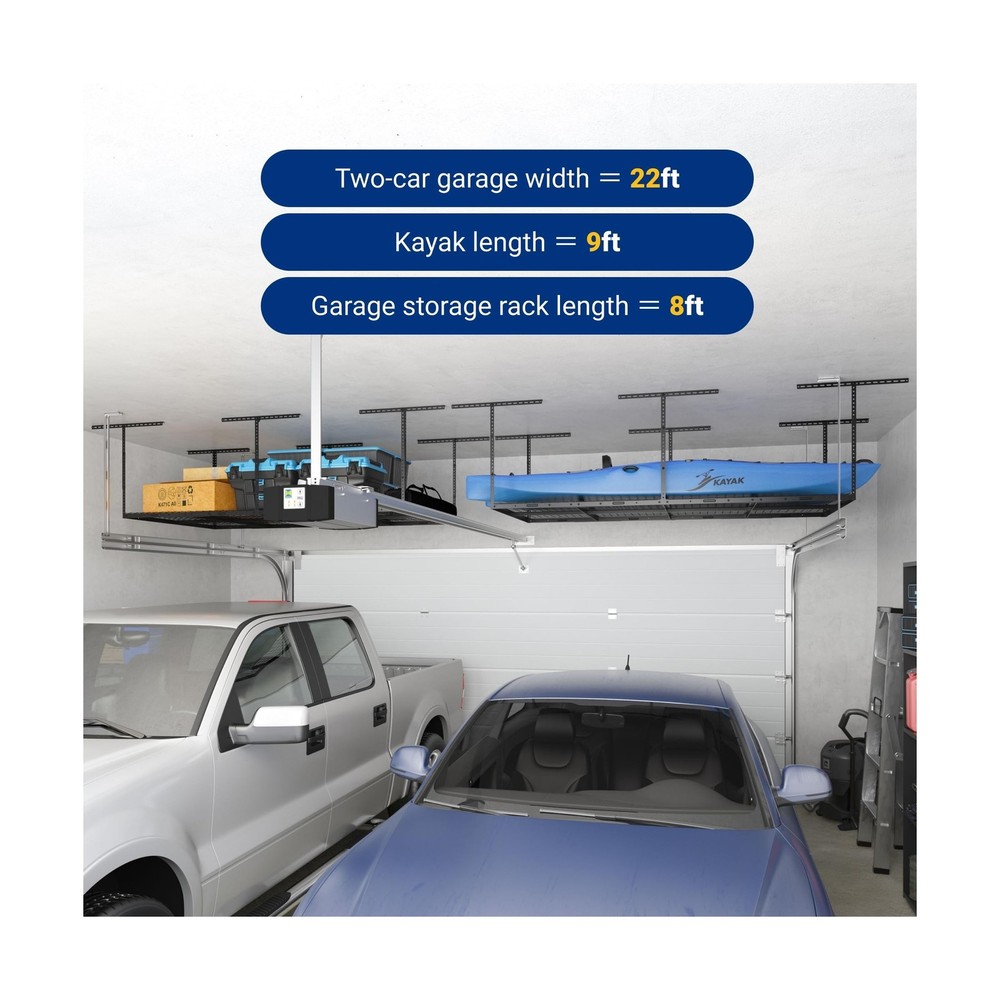 FLEXIMOUNTS 4x8 Overhead Garage Storage Rack, Adjustable Organization System,...