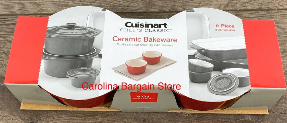CUISINART CHEF'S CLASSIC, CERAMIC BAKEWARE, SET OF TWO 9 OZ. RAMEKINS, RED
