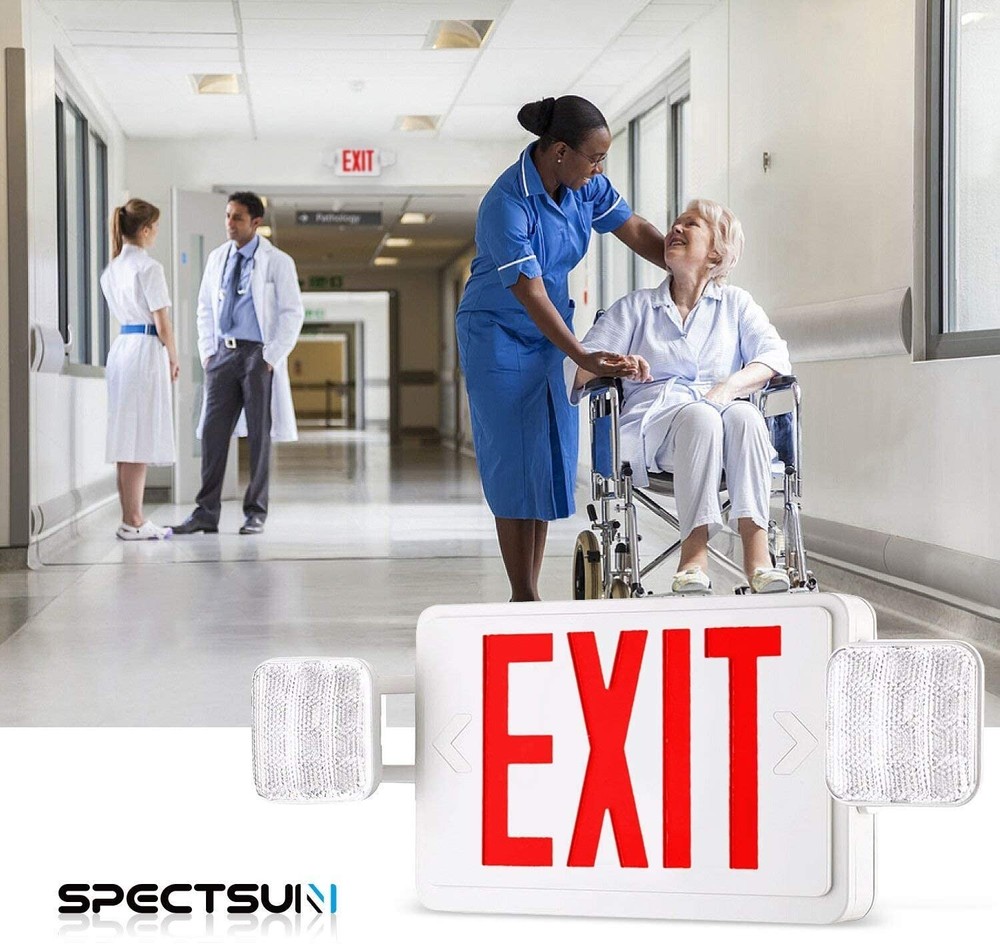 UL Listed- 1 Pack Red Emergency Exit Sign with Lightng Battery Backup for Home