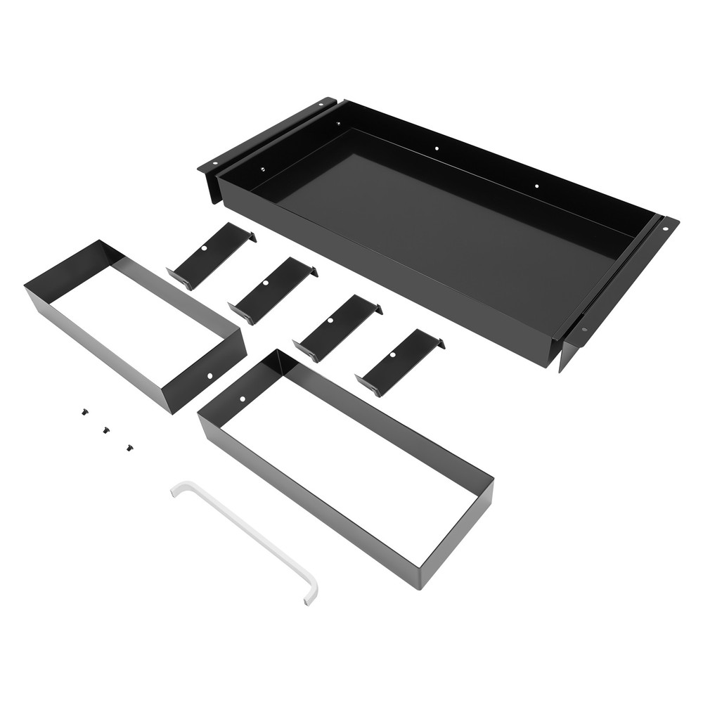 Sliding Under Desk Drawer Black Metal Pull Out Under Table Storage Organizer