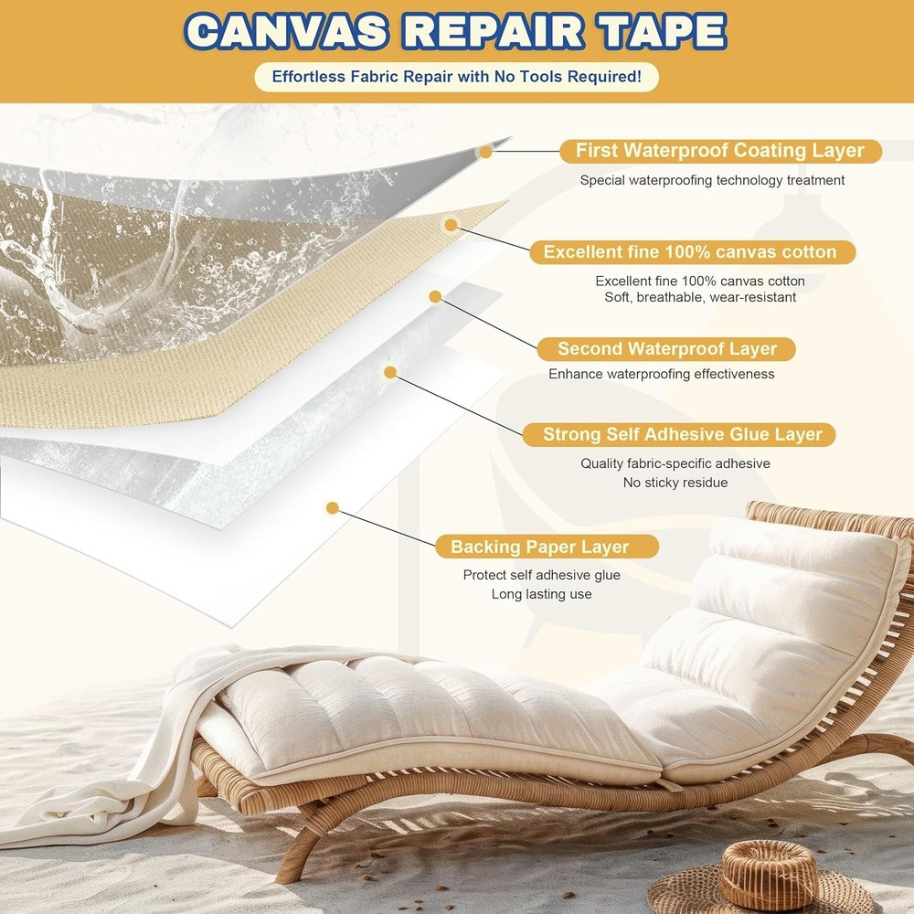 Canvas Repair Tape Waterproof Fabric Patch Black