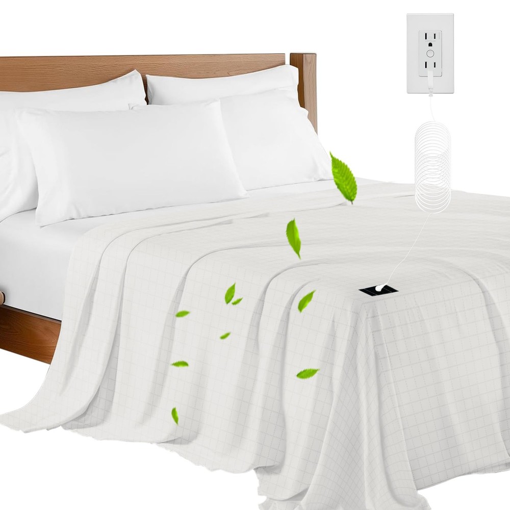 Grounding Sheets King Size,Grounding Flat Sheets 20% Silver for Bed Sleeping ...
