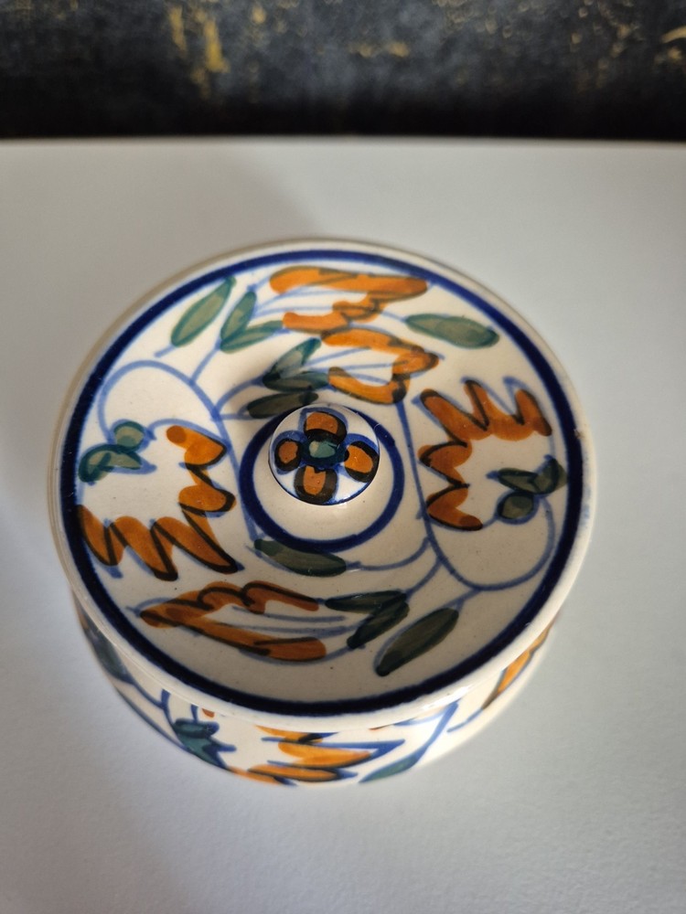 Vintage Indian ceramic spice bowl With Lid