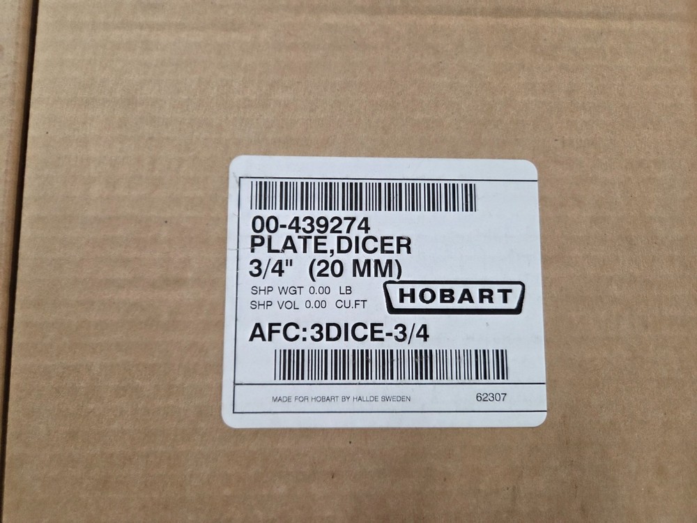 HOBART 3/4" DICER PLATE #439274 FOR MODEL# FP300