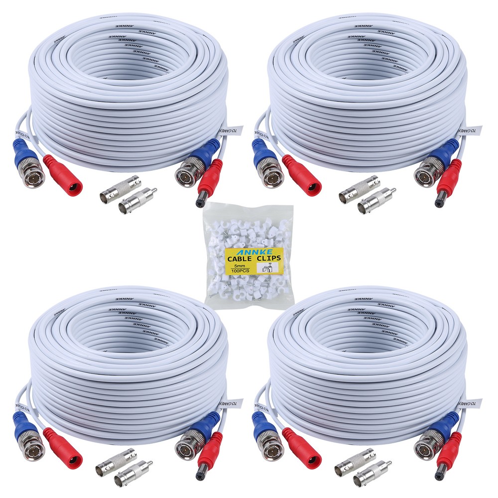 SANNCE 4x 100ft Video Power Cable BNC RCA Wire for Security Camera System XCL038