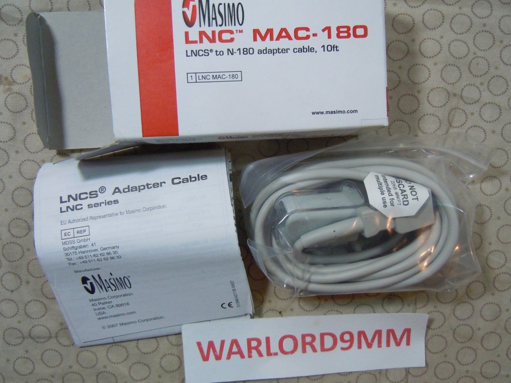 NEW MASIMO LNC MAC-180 ADAPTER CABLE REF. 2268.