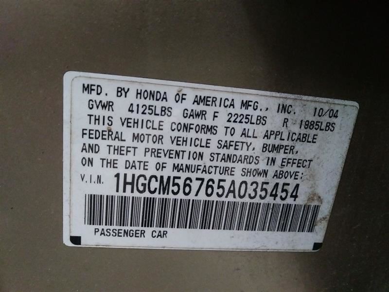 ACCORD 2005 Headrest 327217
