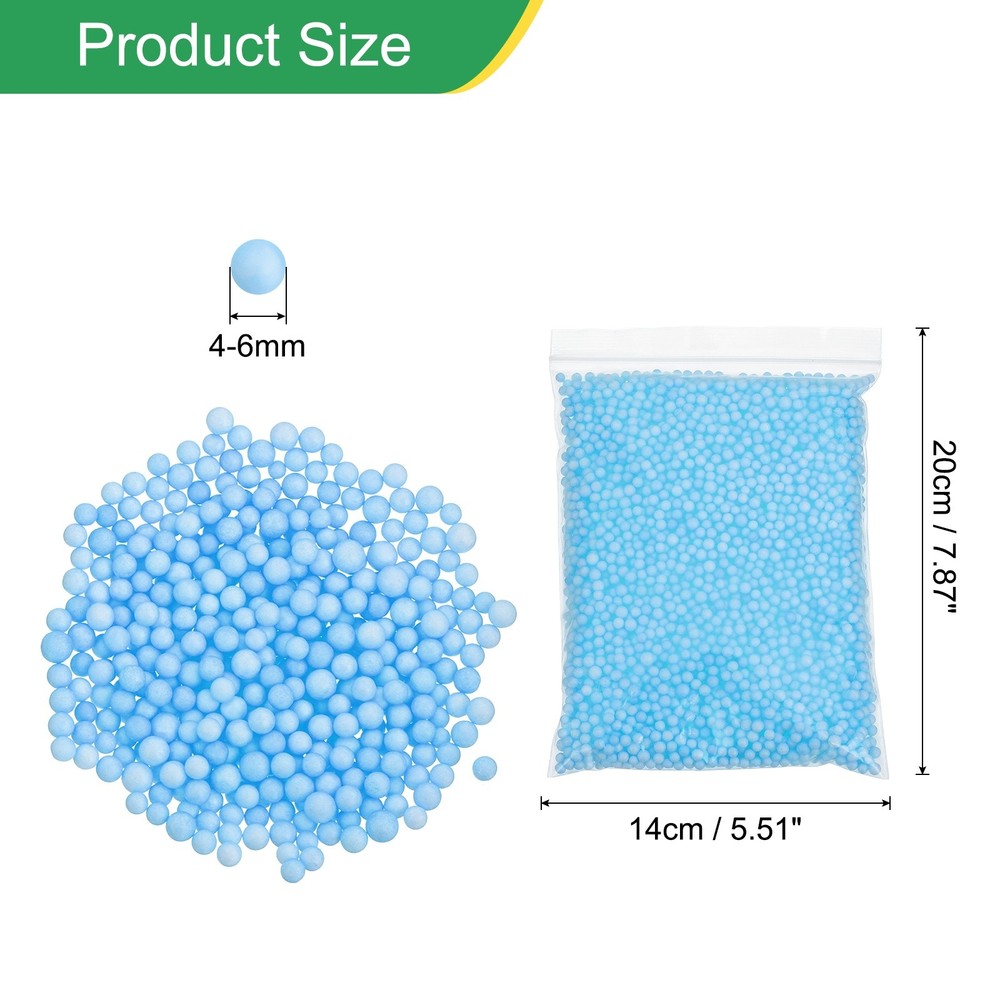 Foam Beads, 4-6mm Mini Small Balls Polystyrene Beads Light Blue