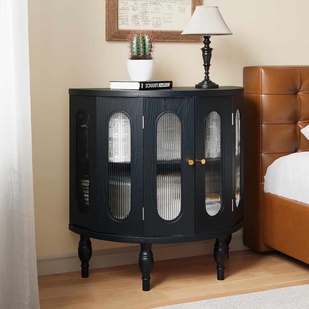 31'' Sideboard Buffer Cabinet with Storage, Semi-Circle Accent Storage Cabinet