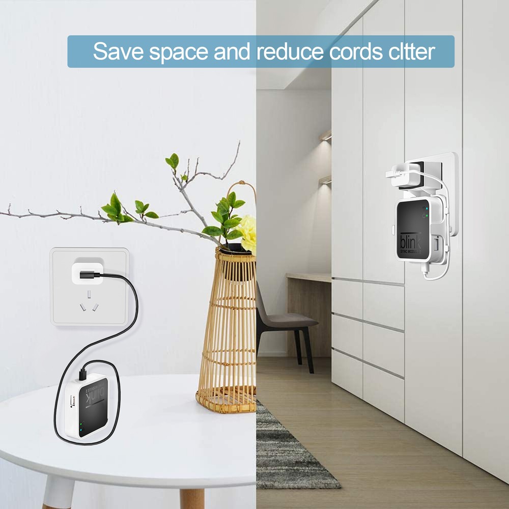 Outlet Wall Mount Stand & Cable for Blink Sync Module 2 Holder Hanger