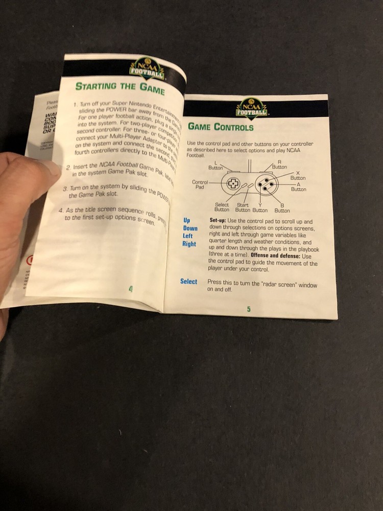 Ncaa football snes Manual