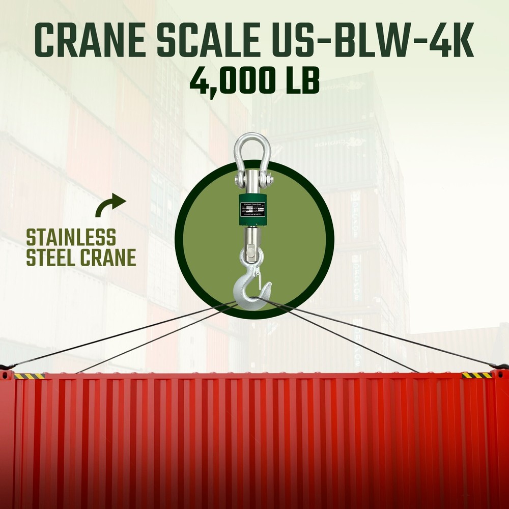 Washdown Safe 4,000 lb Crane Scale LCD Display Wireless Display 300 ft Range