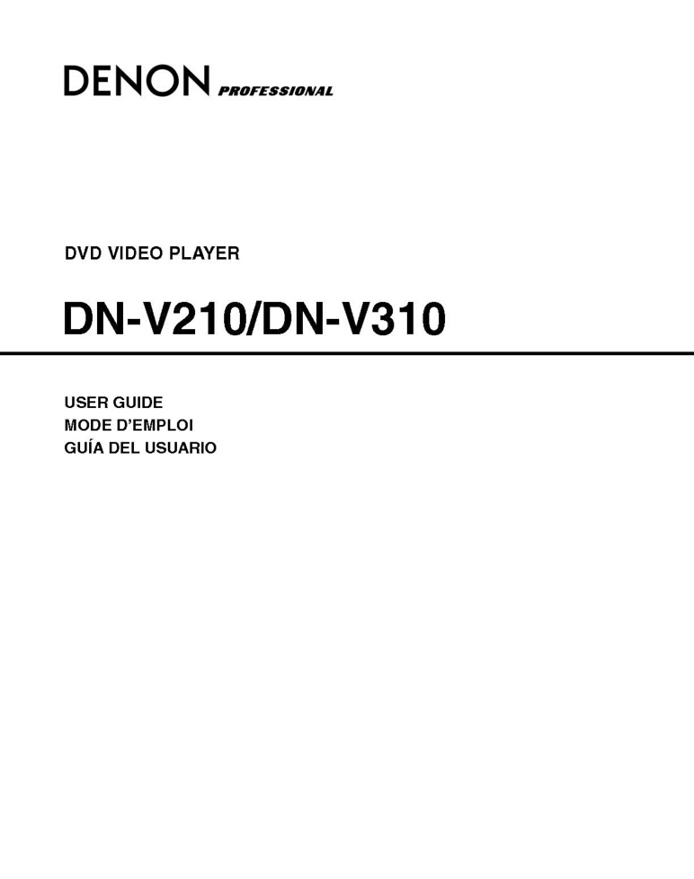 Denon DN-V310 DVD Player Owners Instruction Manual