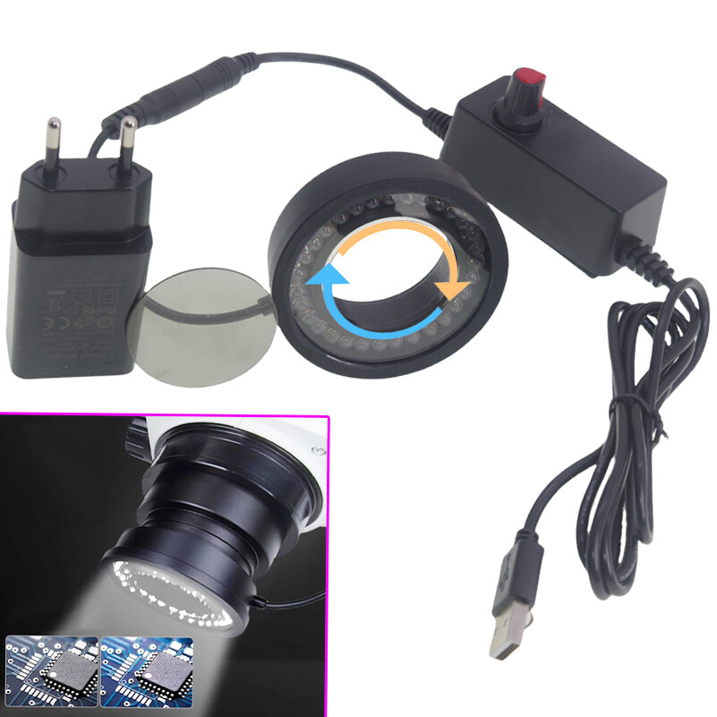 USB 5V DC Microscope Polarizer LED Ring Light 31 Bulbs Illuminator Lamp M48 10A