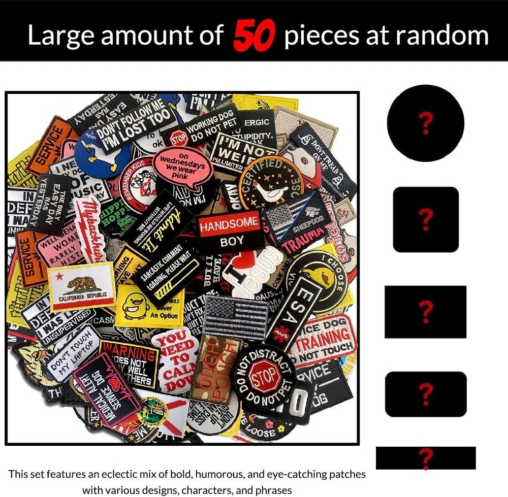 Unique 50-Piece Embroidered Patch Assortment