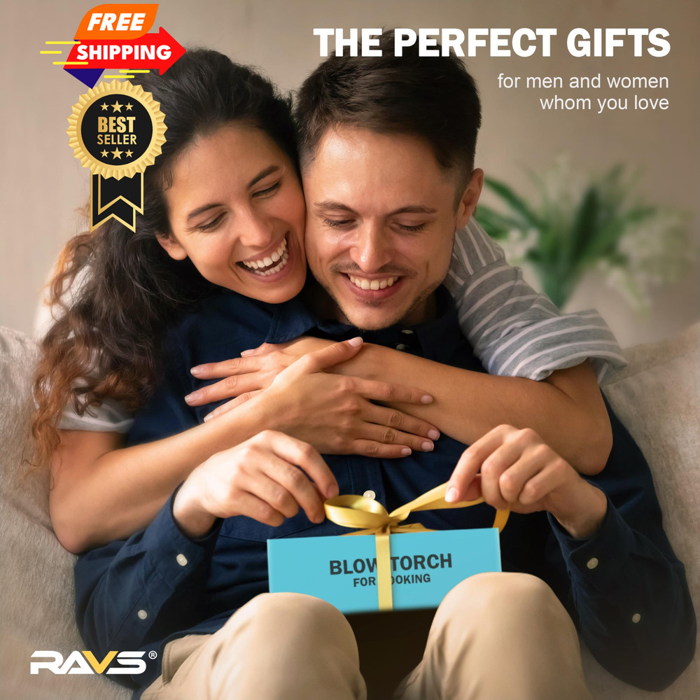 RAVS Butane Torch Lighter, Refillable Kitchen with Glacier Blue