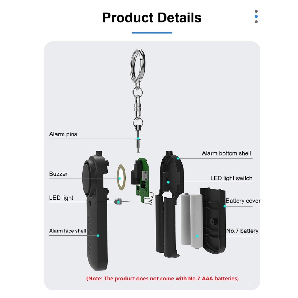 130dB Safety Sound Personal Alert Attack Panic Keychain Anti-rape Device