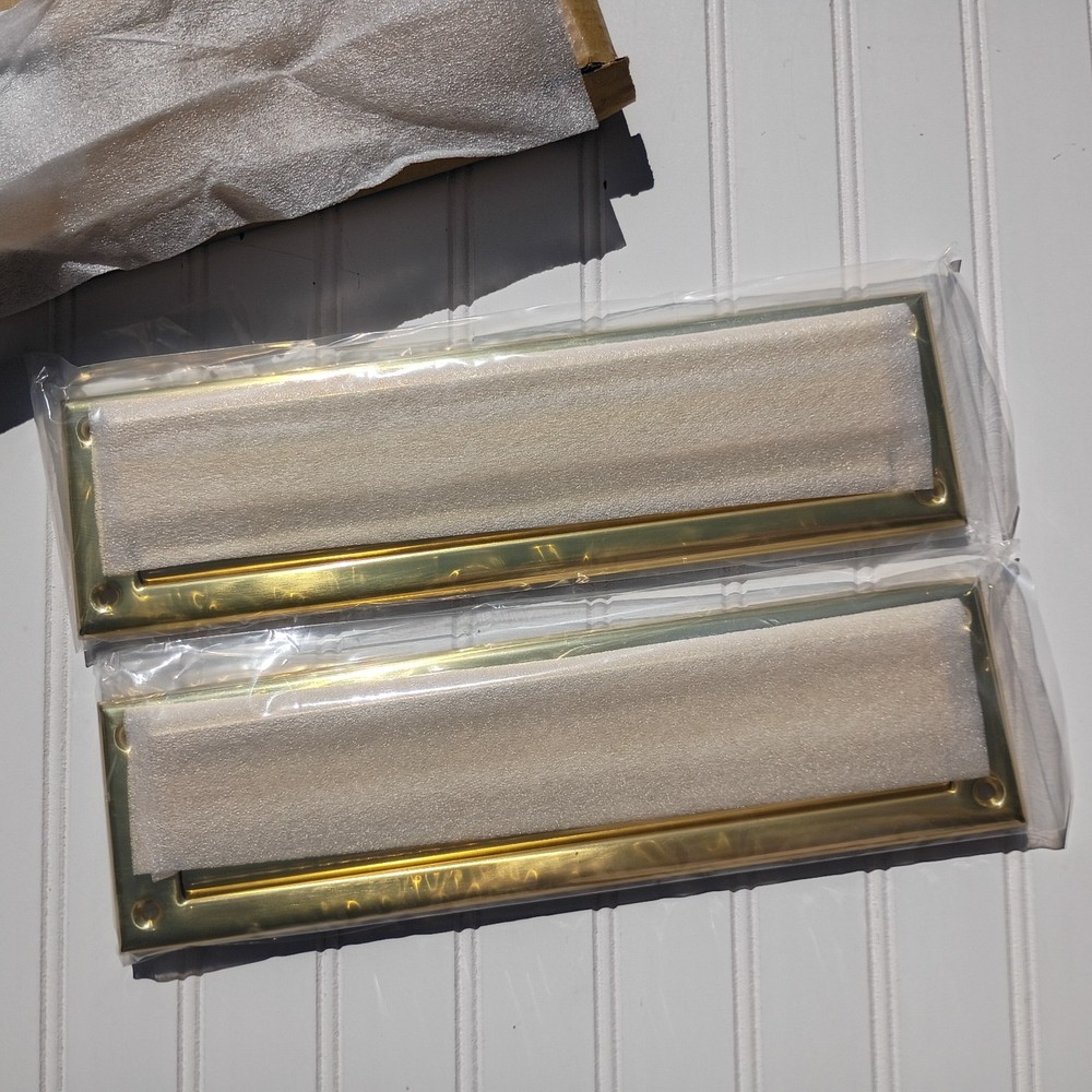 Solid Brass Mail Slot with Interior Back Frame Vintage Style Gold Classic MCM