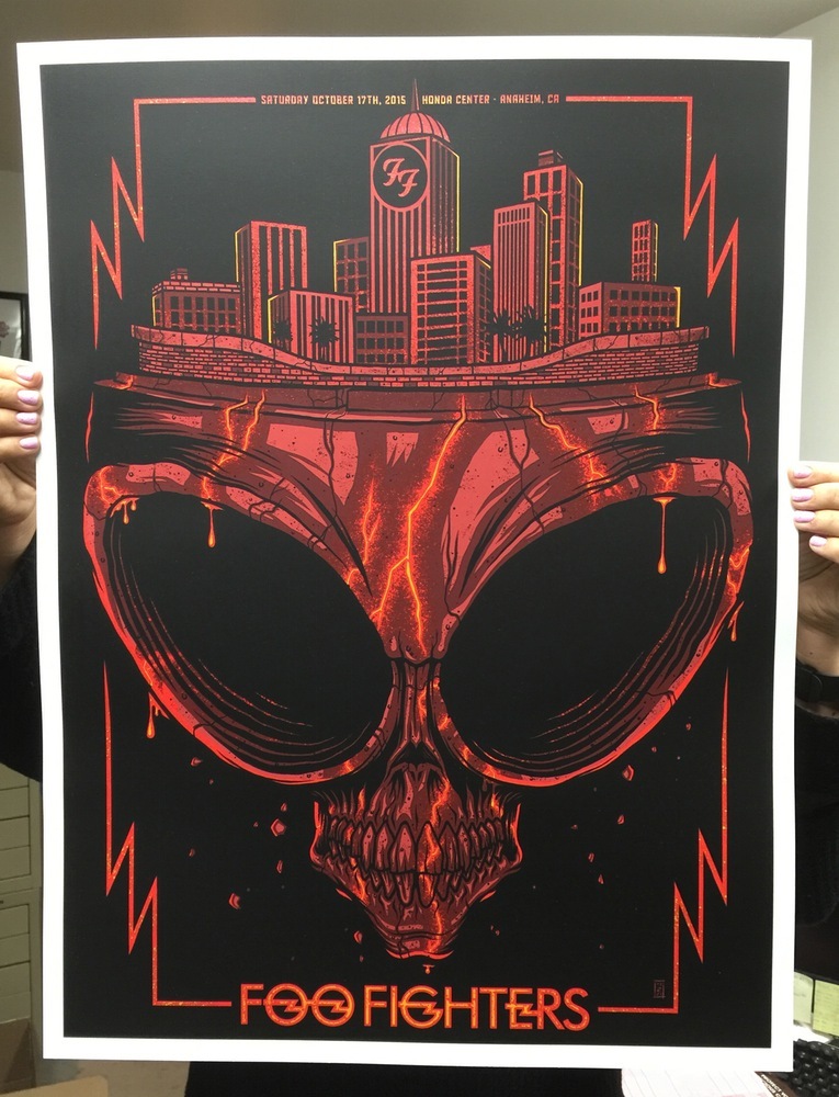 Foo Fighters Poster 10/17/2015 Anaheim CA Signed & Numbered #/75 A/E