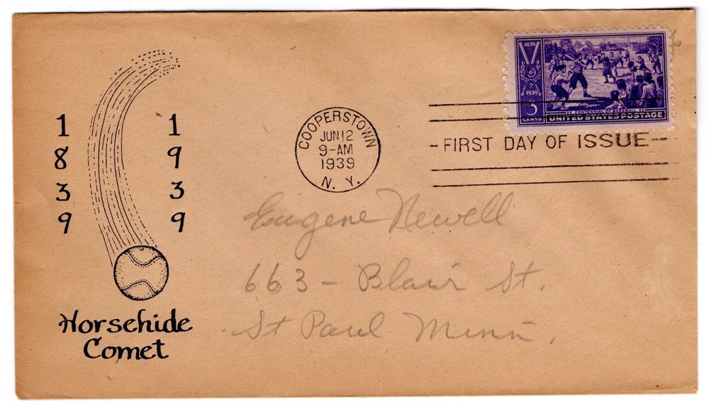 Baseball Centennial #855 FDC #185 Attributed to Clarence Reid 8 Known