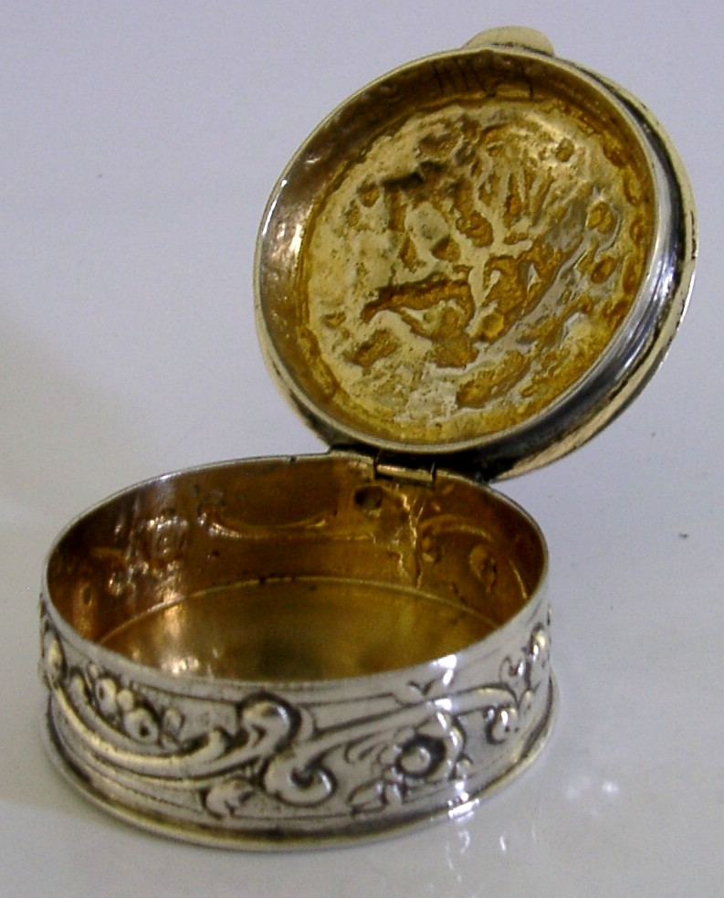 GERMAN SOLID SILVER BOX c1920 ANTIQUE 19th CENTURY SCENE 40g