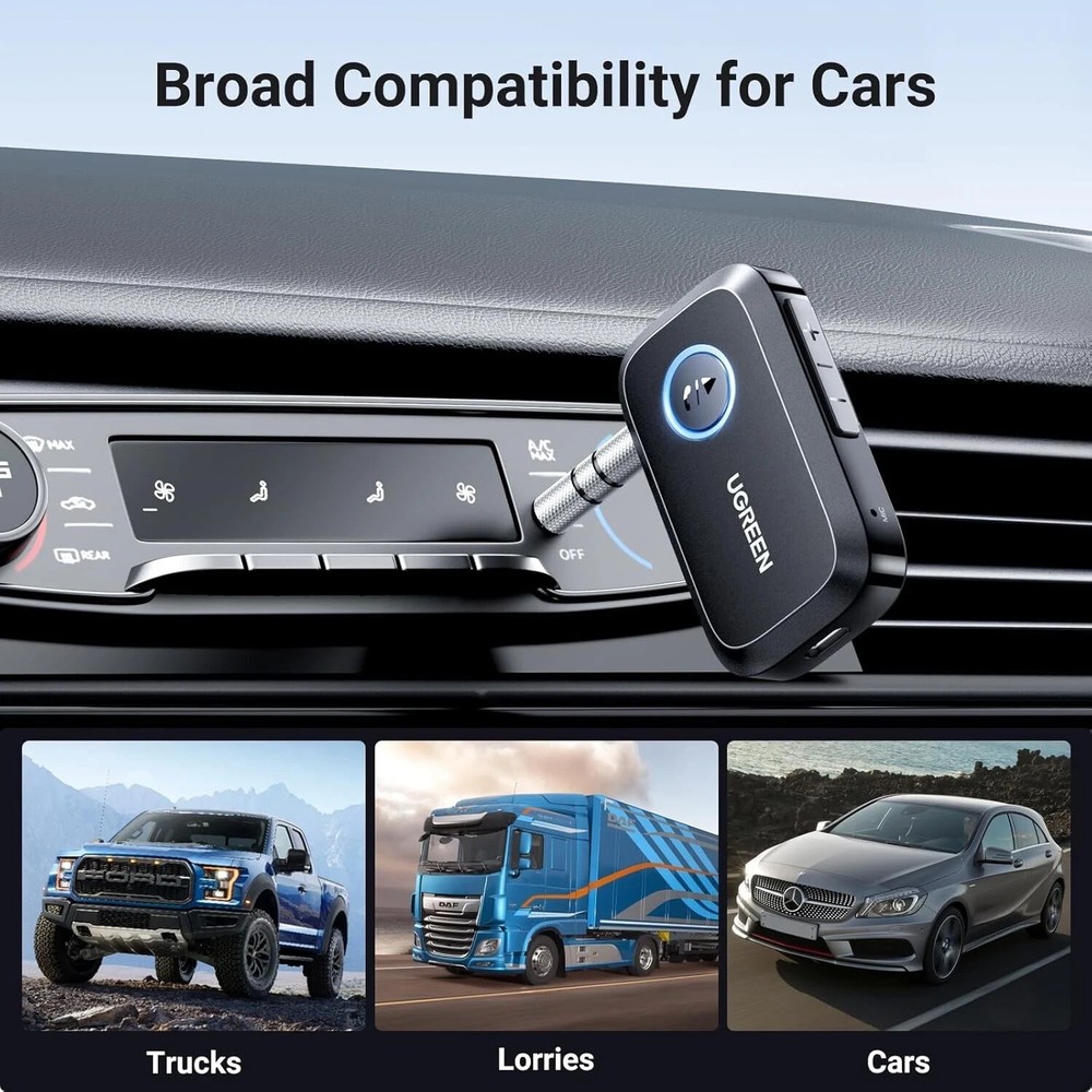 UGREEN 5.4 Aux Bluetooth Adapter for Car, [Greater Connection] Black