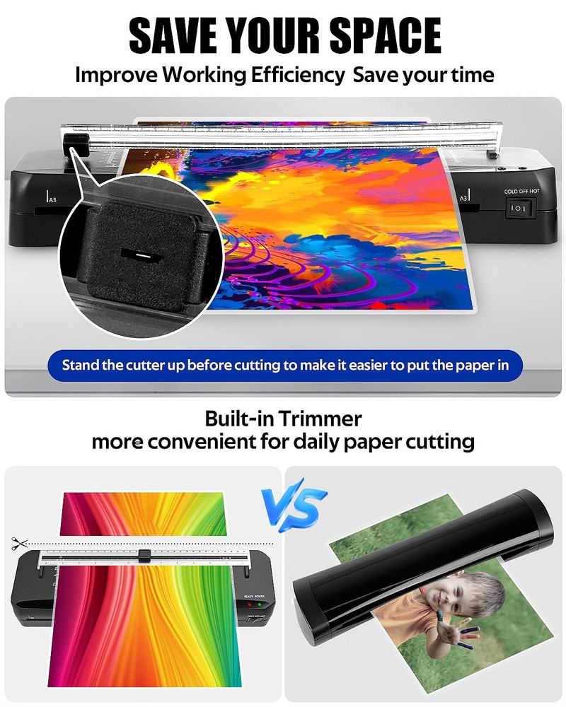 Laminator, A3 Laminator Machine with Built-in Trimmer, 70 Seconds Quick Warm-Up,