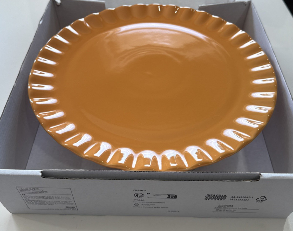 IKEA HOSTAGILLE Platter Serving with stand, orange, 11" Stoneware