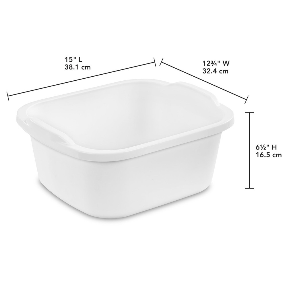 (2 pack) Sterilite 12 Qt. Dishpan, Multi-Purpose Wash Tub, Kitchen, Sink