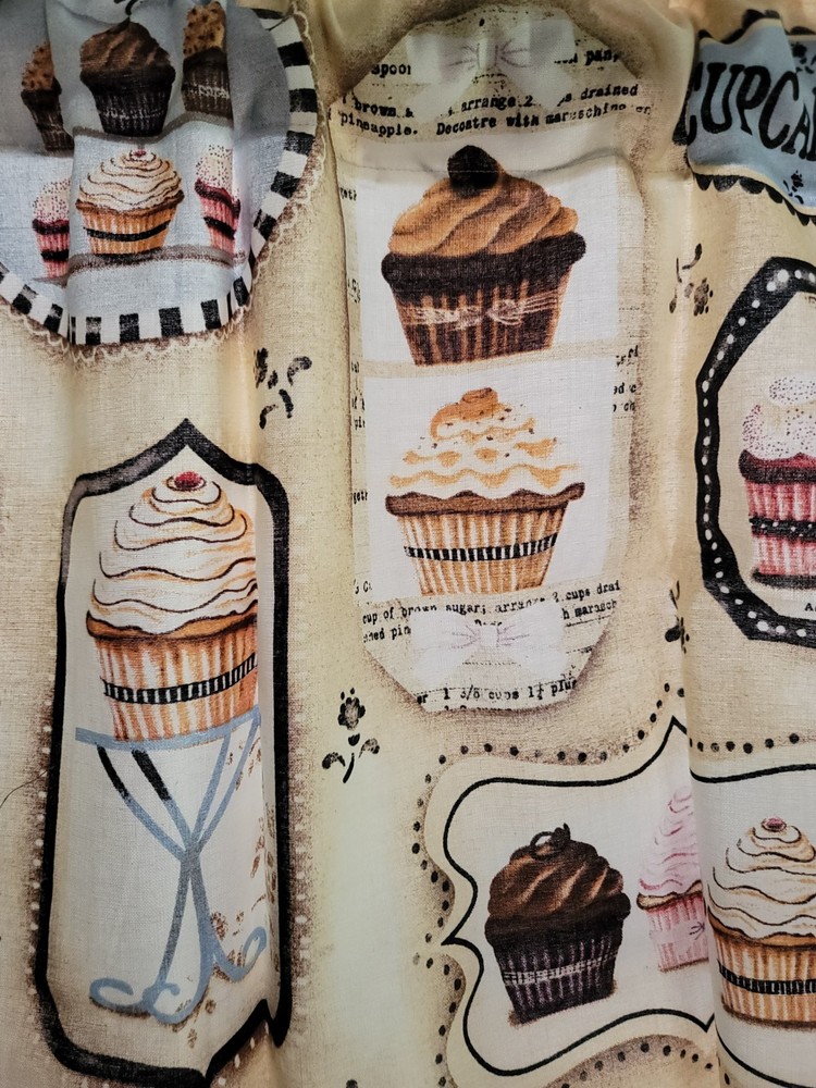 Cupcake Print Kitchen Window Valance 100% Cotton