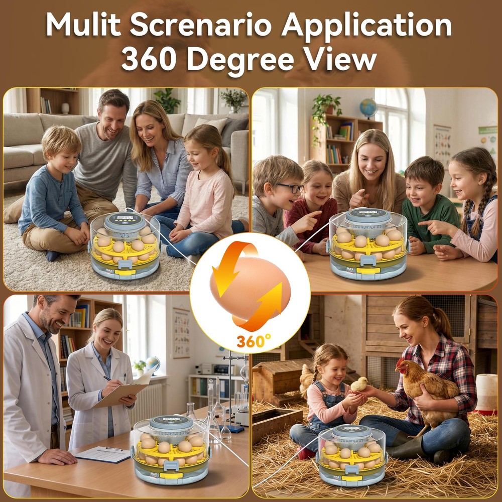 20 Egg Incubator with Auto Rotation, Temperature & Humidity Control