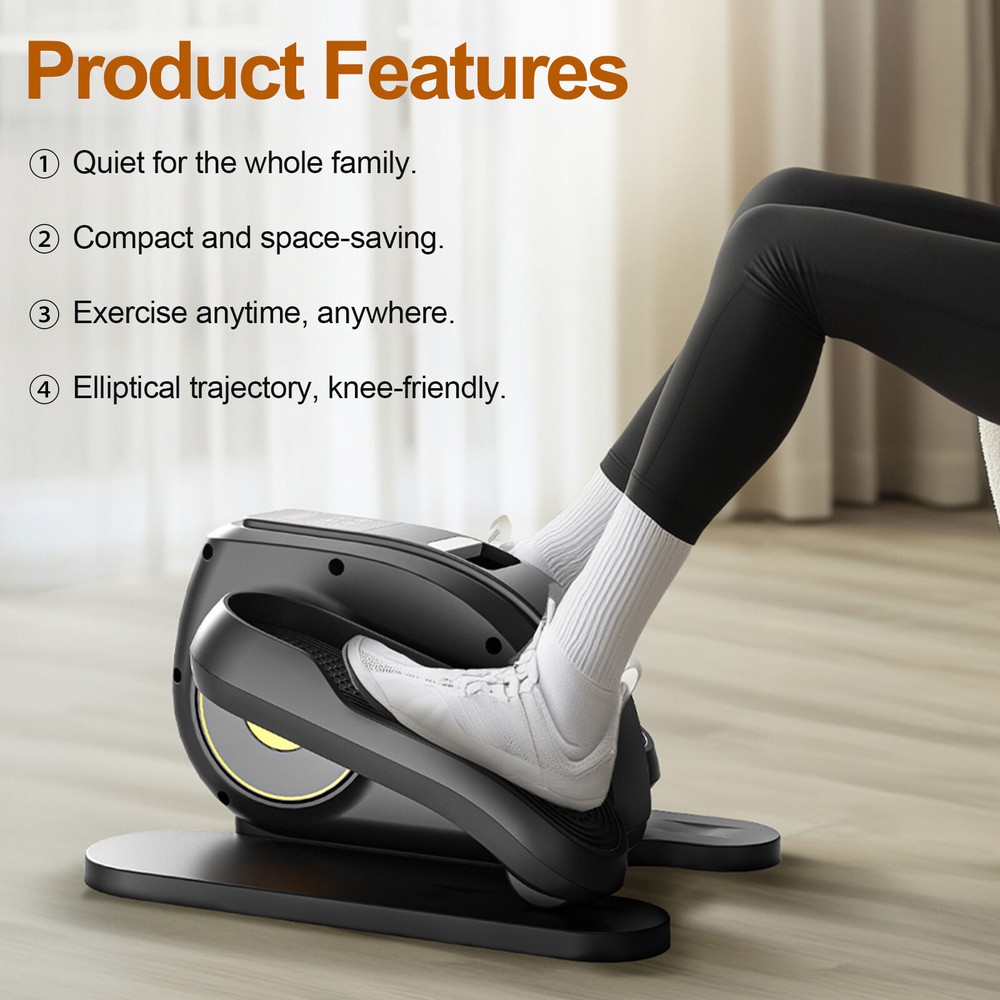 Compact Under Desk Elliptical Machine, Portable - Adjustable Speed Leg Exerciser