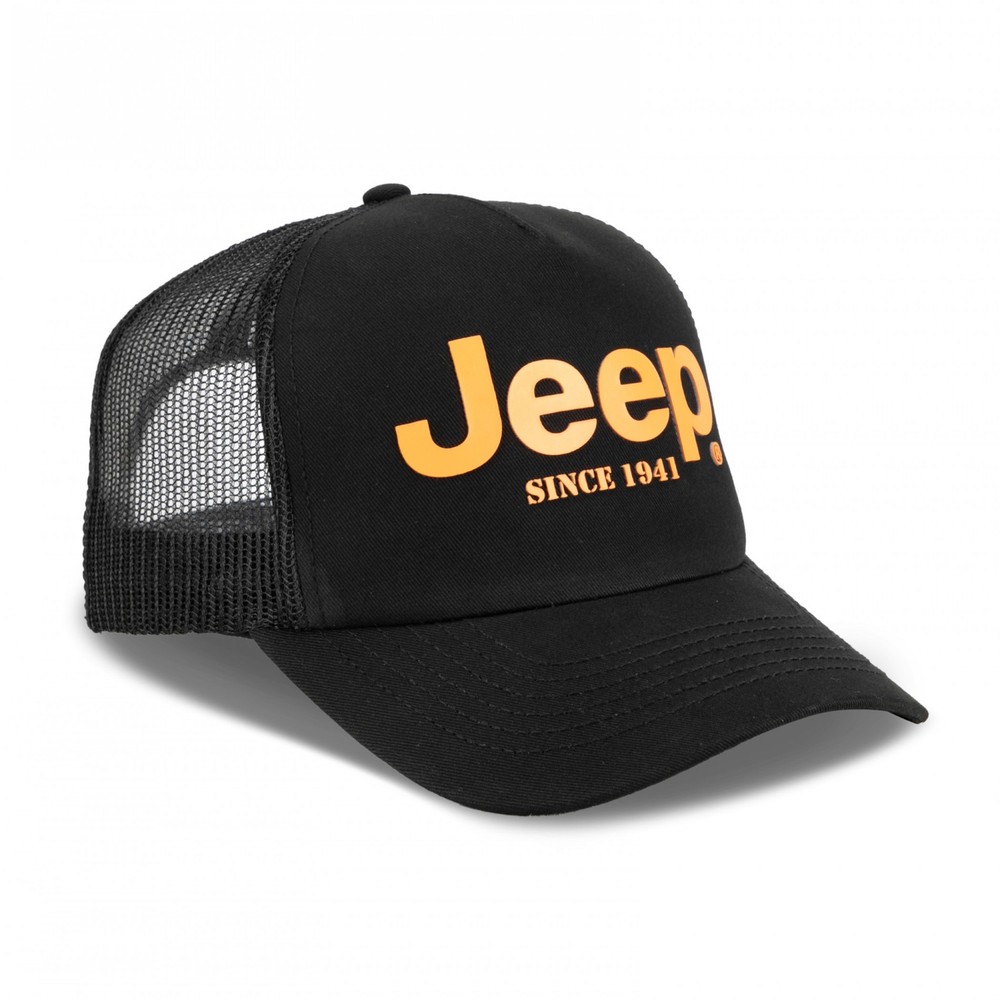 Jeep Since 1941 High Density Orange Print Adjustable Hat Black
