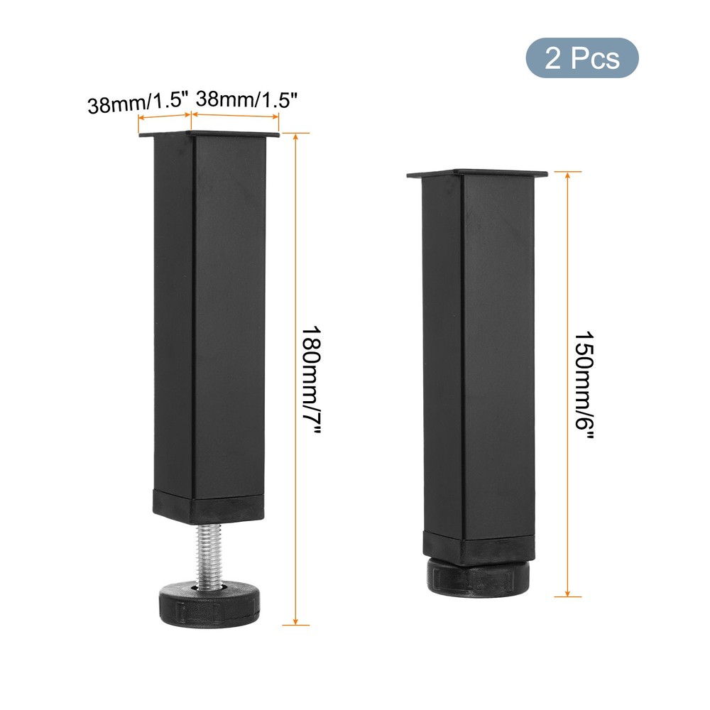 2 Pcs Adjustable Height Center Support Leg, 6" Bed Support Legs, Black