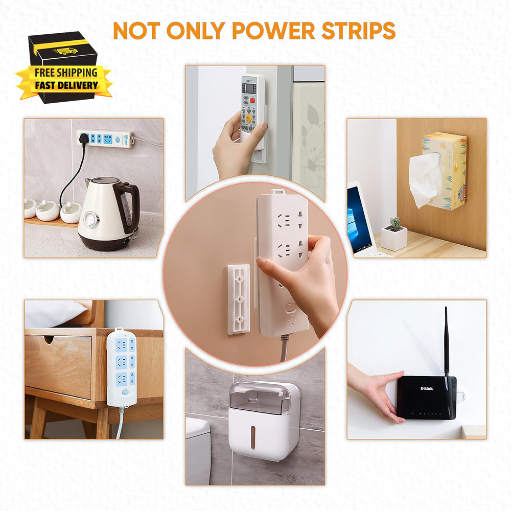 10-Pack Adhesive Punch-Free Socket Holder, Self Adhesive Desktop Socket Fixer, P