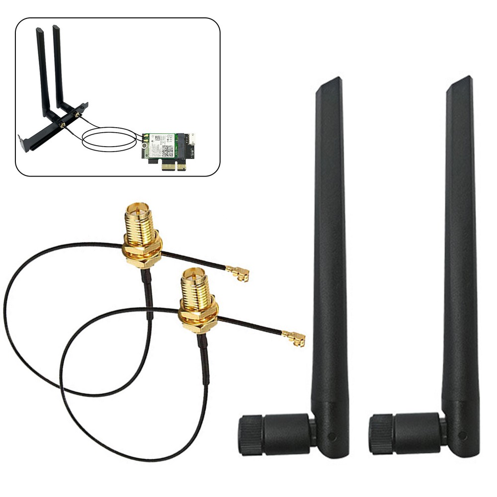 Mini PCI-e RP-SMA Cable 6dBi External Wireless Antenna for PC AC WiFi Bluetooth