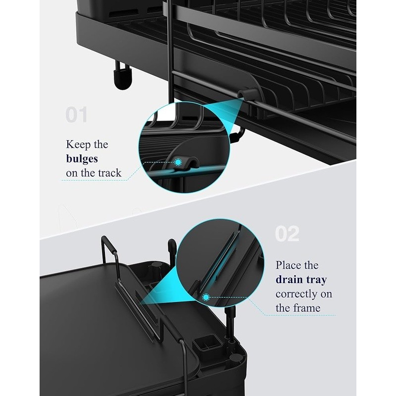 Adjustable Expandable Dish Drying Rack Anti-Slip Rustproof Kitchen Organizer New