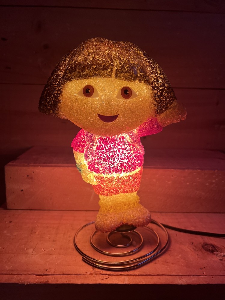 Dora The Explorer, Night Light Table Lamp Plastic Metal Spring Base 9-1/2”