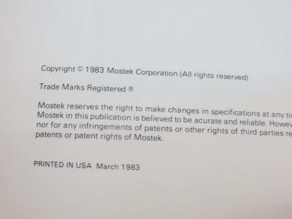 MOSTEK 1983 COMPUTER PRODUCTS DATA BOOK vintage computer tech book