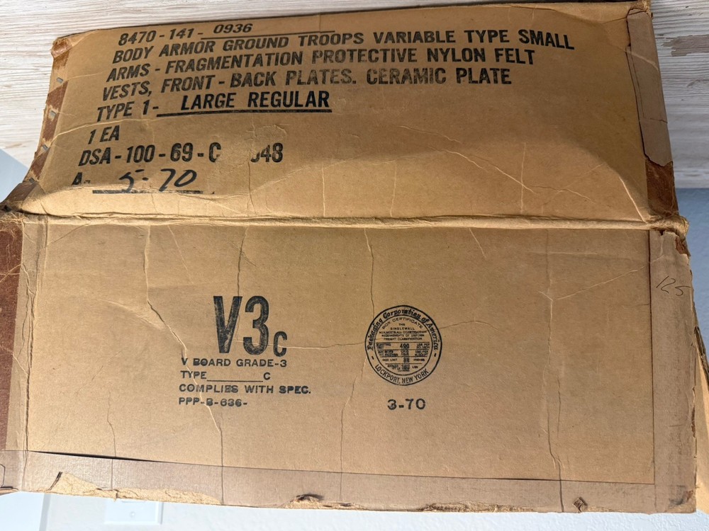 Vietnam Variable Body Armor New In Original Box Large Regular