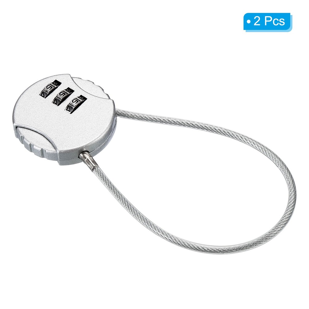Small Combination Lock 7.8 Inch, 2 Pack 3 Digit Padlock for Locker, Silver Tone