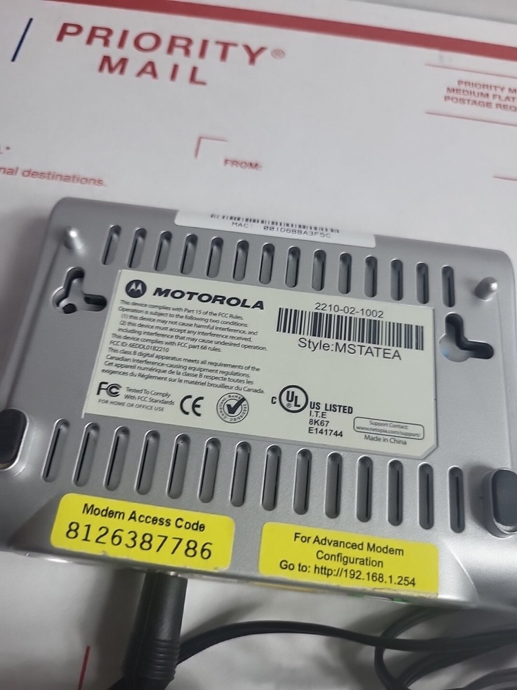 Motorola MSTATEA DSL modem With Power Supply