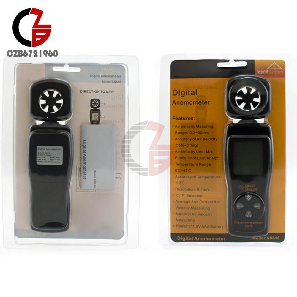 Smart sensor Air Flow Meter Anemometer LCD Wind Speed Wind Temperature Tester