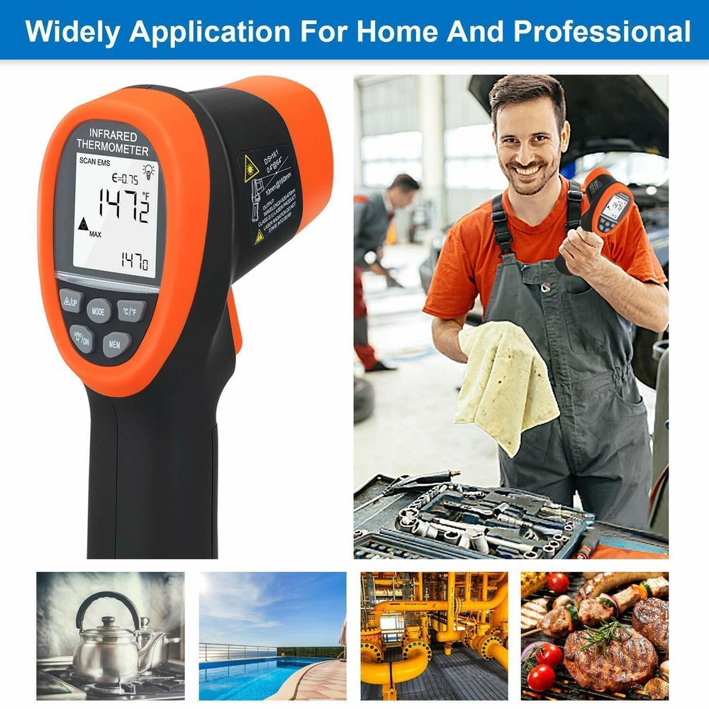 Bluetooth Laser Infrared Thermometer Digital Temperature IR Gun -58~1472℉ BBQ US