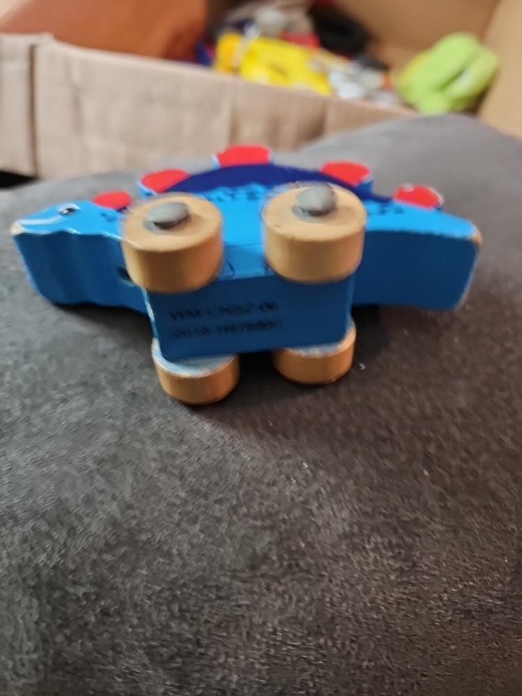 Wooden Happy Dinosaur Stegasaurus Pull Toy Approx 3" - No Pull String