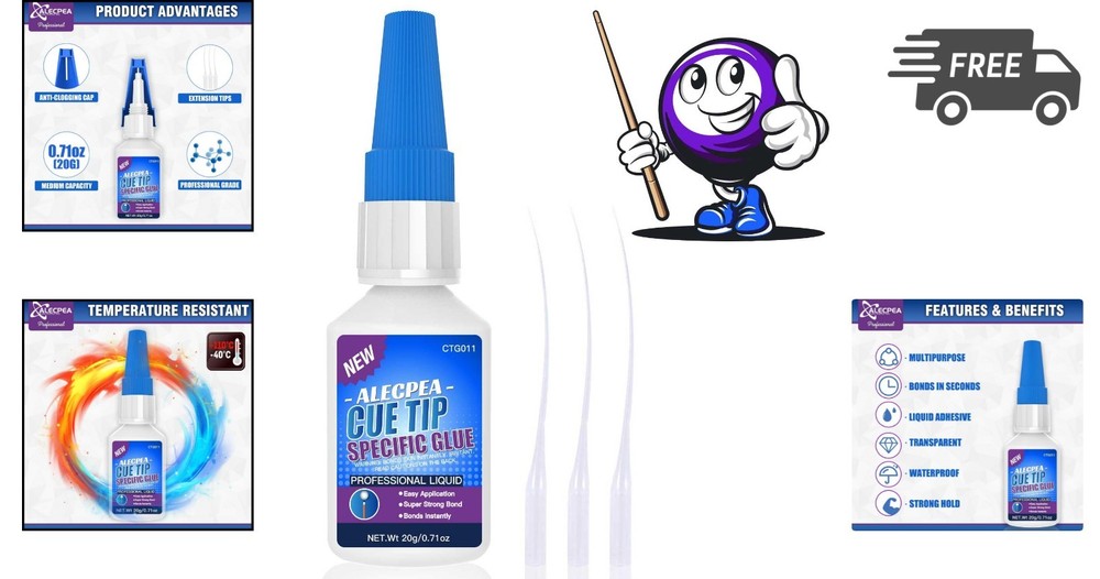 Pool Cue Tip Glue Fast Setting Billiard Repair Strong Bond Easy Use