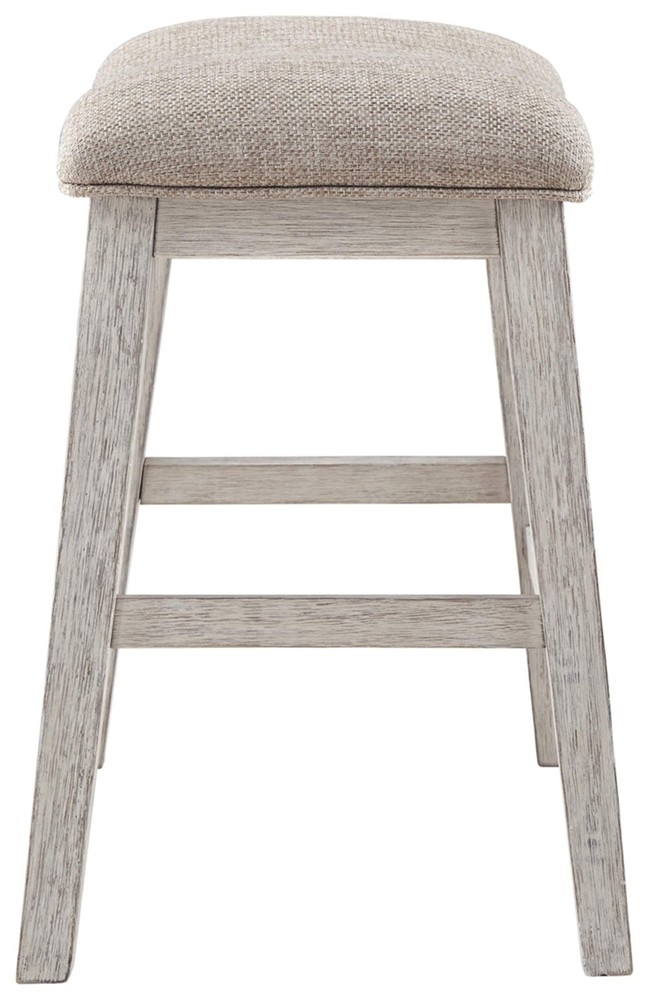 Skempton Modern 24" Counter Height Upholstered Barstool, 2 Count, Grayish White
