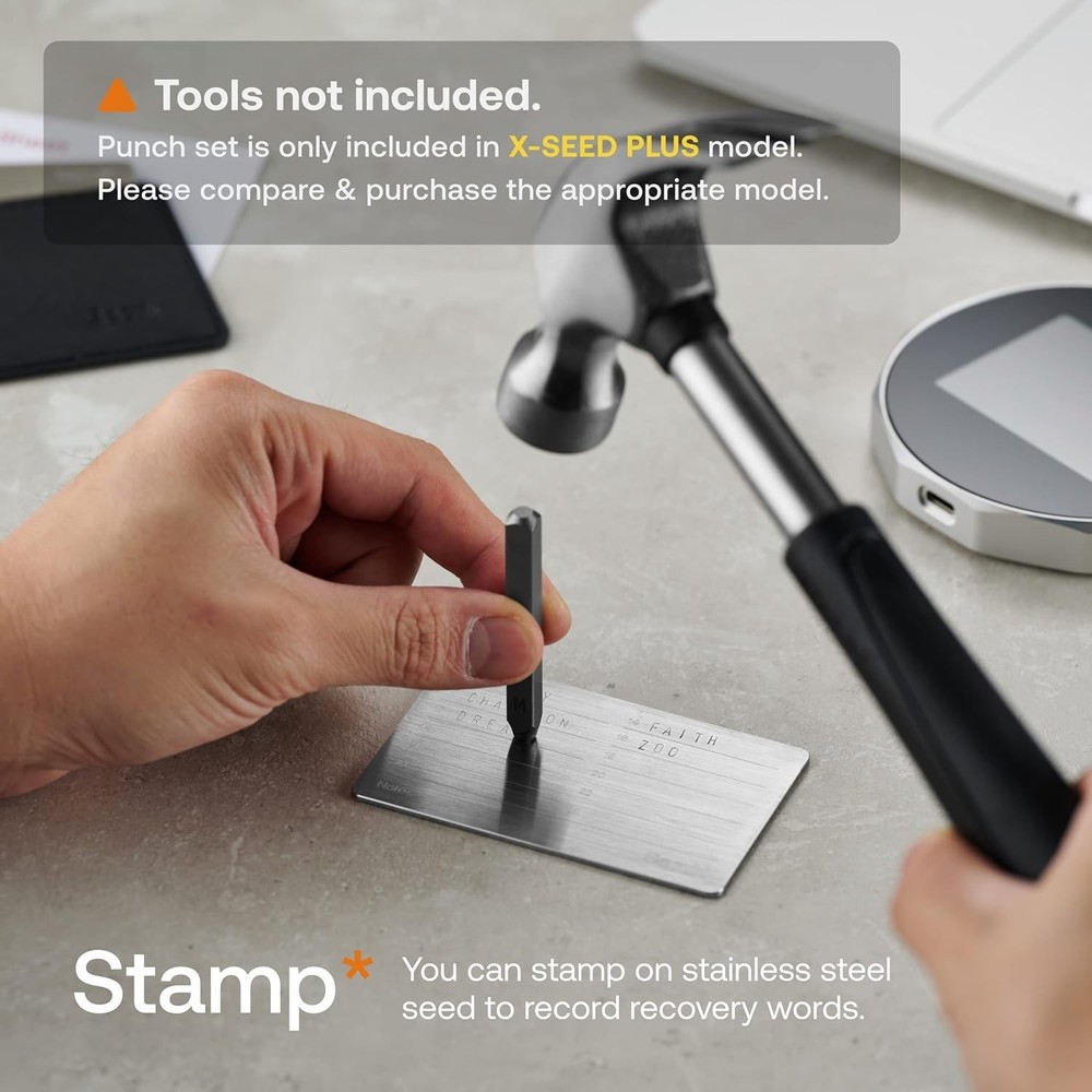 Portable Crypto Seed Storage Plate - Secure Backups for All Wallets - 0.5" Depth